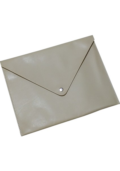 A5 Suni Deri Zarf Çıtçıtlı Dosya 19,5 x 24,7 cm Bej