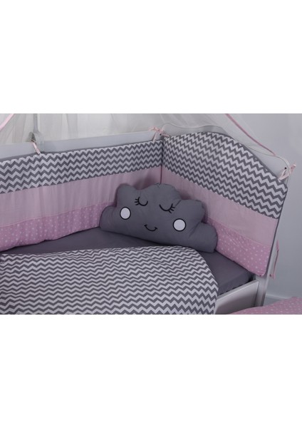 Figürlü Pembe Beşik Bebek Nevresim Seti