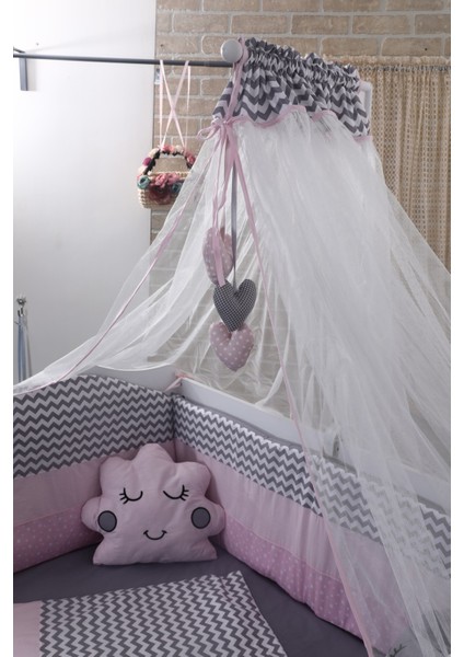 Figürlü Pembe Beşik Bebek Nevresim Seti