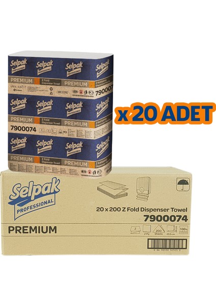 Premium Z-Katlı Dispenser Havlu - 23.5 x 20'li cm