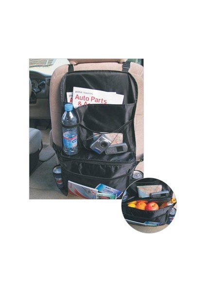 Araç İçi Koltuk Arkası Organizer 6 Cepli 55 cm x 35 cm Siyah