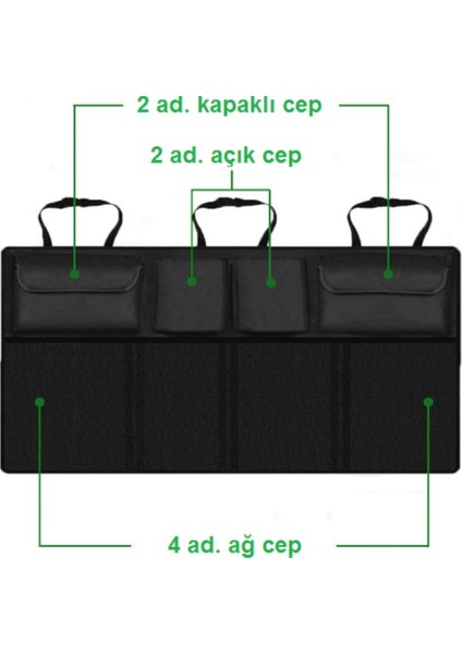 Cepli Koltuk Arkası Organizer Çanta 46 x 88 cm Siyah