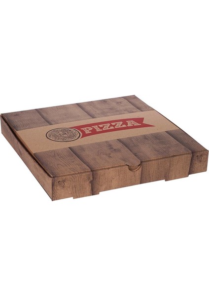 Ahşap Baskılı Pizza Kutusu 33 x 33 x 4 cm 100 Adet