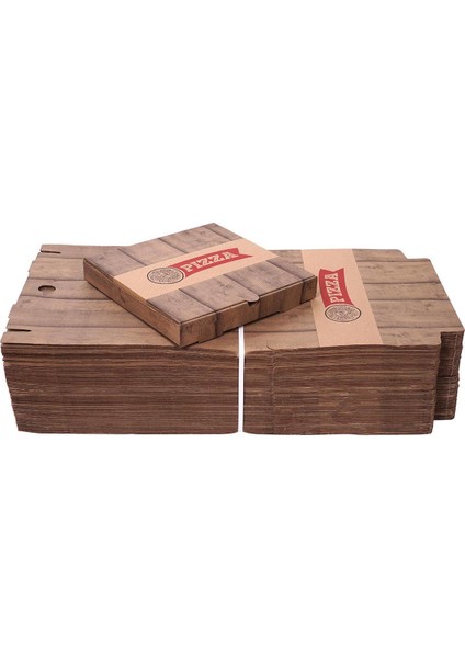 Ahşap Baskılı Pizza Kutusu 33 x 33 x 4 cm 100 Adet fiyatları