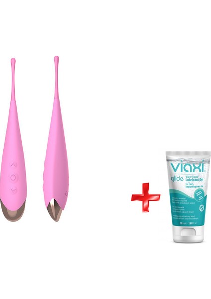 Çift Başlıklı A-Spot ve Klitoris Uyarıcı Şarjlı Su Geçirmez Vibratör+Jel