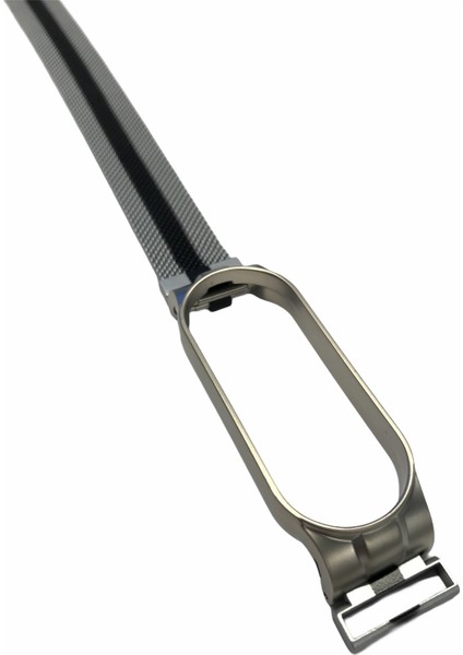 Xiaomi Mi Band 6 / Mi Band 5 Akıllı Bileklik Metal Çerçeveli Kordon Mıknatıslı Milano Loop Gümüş Siyah fiyatları