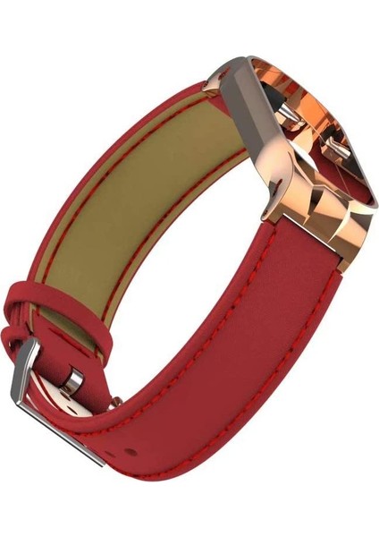 Xiaomi Mi Band 6 / Mi Band 5 Akıllı Bileklik Metal Çerçeveli Kordon Deri Kırmızı fırsatları