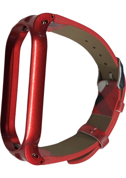 Xiaomi Mi Band 6 / Mi Band 5 Akıllı Bileklik Desenli Deri Kordon Kayış Kırmızı*