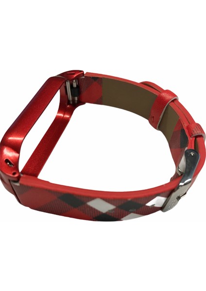 Xiaomi Mi Band 6 / Mi Band 5 Akıllı Bileklik Desenli Deri Kordon Kayış Kırmızı* modelleri