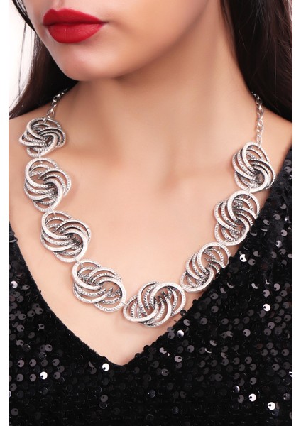 Kadın Antik Gümüş Kaplama Otantik Kolye