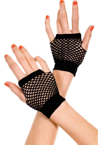 Siyah Renk Kısa Boy Fileli Eldiven