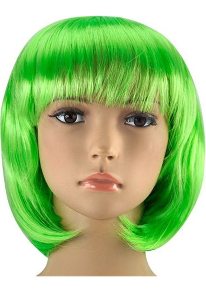 Yeşil Parti Peruğu Kısa Küt Saç