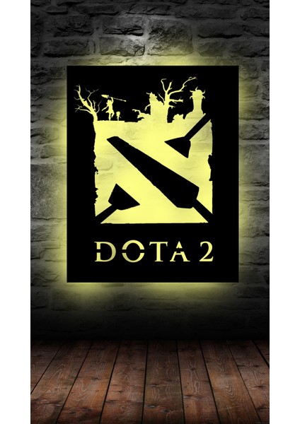 Ledli Dota Ahşap Tablo