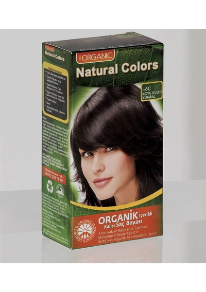 Natural Colors 6c Koyu Küllü Kumral Organik Saç Boyası