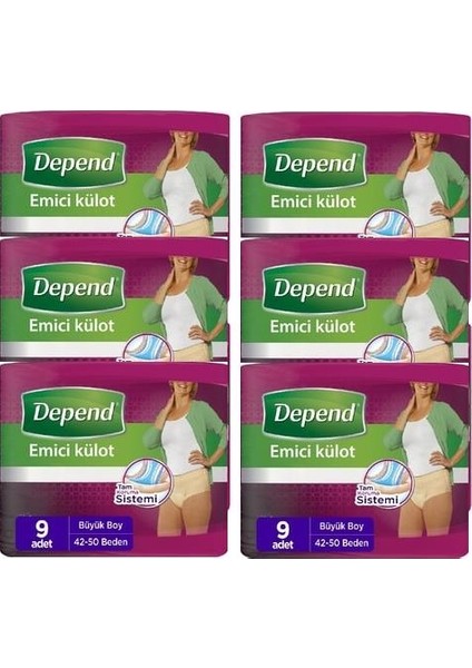 Emici Külot Kadın Büyük 9 Adetx6 Paket