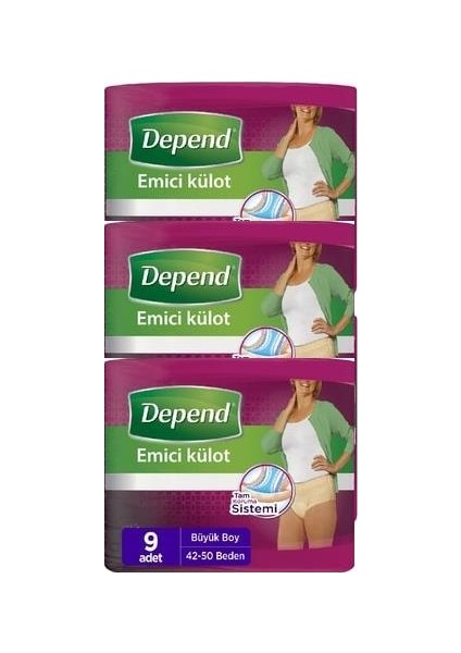 Emici Külot Kadın Büyük 9 Adetx3 Paket