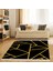 Gold Çizgili Geometrik Desenli Dijital Baskı Yıkanabilir Modern Salon Halı ve Yolluk (Siyah) 1