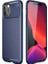 Apple iPhone 12 Max (6.1'') Kılıf Karbon Desenli Lux Negro Silikon Lacivert + Tam Kaplayan 5D Cam Ekran Koruyucu 1