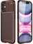 Apple iPhone 12 Pro (6.1'') Kılıf Karbon Desenli Lux Negro Silikon Kahverengi + Tam Kaplayan 5D Cam Ekran Koruyucu 1