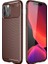 Apple iPhone 12 (6.7'') Kılıf Karbon Desenli Lux Negro Silikon Kahverengi + Tam Kaplayan 5D Cam Ekran Koruyucu 1
