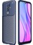 Xiaomi Redmi 9 Kılıf Karbon Desenli Lux Negro Silikon Lacivert + Tam Kaplayan 5D Cam Ekran Koruyucu 1