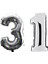 31 Yaş Sayı Folyo Balon Gümüş 90 cm 1
