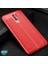 Xiaomi Redmi 9 Kılıf Deri Dokulu Silikon Kırmızı 3
