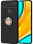 - Xiaomi Redmi 9C - Kılıf Yüzüklü Karbon Ravel Silikon Kapak - Siyah-Rose Gold 1