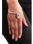 Kadın Antik Gümüş Kaplama Swarovski Taşlı Kilit&anahtar Charm Bilezik 1