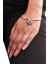 Kadın Antik Gümüş Kaplama Swarovski Taşlı Kilit&anahtar Charm Bilezik 2