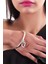 Kadın Antik Gümüş Kaplama Swarovski Taşlı Kalp&anahtar Charm Bilezik 3