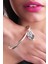 Kadın Antik Gümüş Kaplama Swarovski Taşlı Kilit&anahtar Charm Bilezik 1