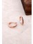 Rose Gümüş Mini Boy 12 mm Safir Taşlı Halka Küpe 4965 1