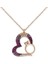 Pembe Zirkon Taşlı Kalp Içinde Tek Taş Rose Kaplama Gümüş Kolye 1