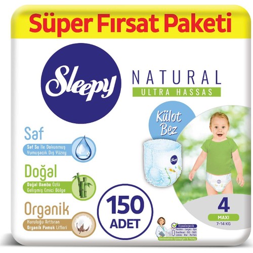 Sleepy Natural Külot Bez 4 Numara Ma x i Süper Fırsat Paketi 7 - 14 kg