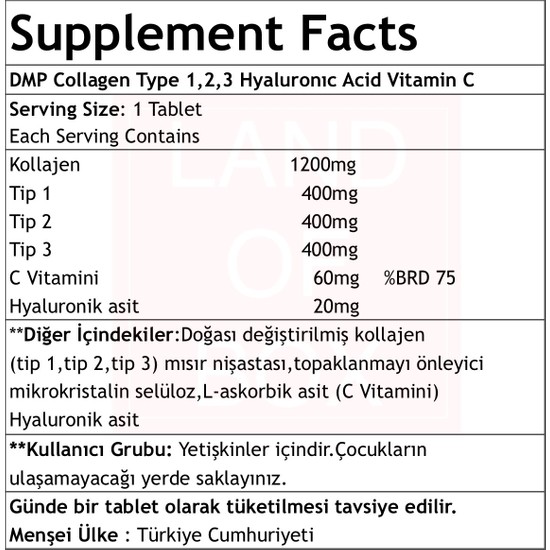 Dmp Collagen Tip 123 Hyaluronic Acid Vitamin C 100 Tablet Fiyatı