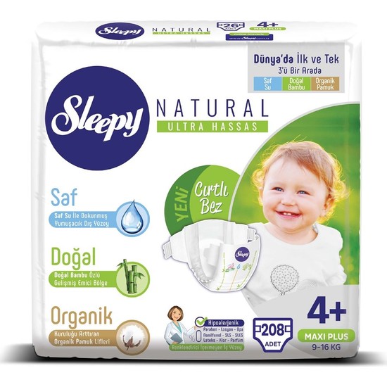 Sleepy Natural Bebek Bezi 4+ Numara Ma x i Plus Ultra