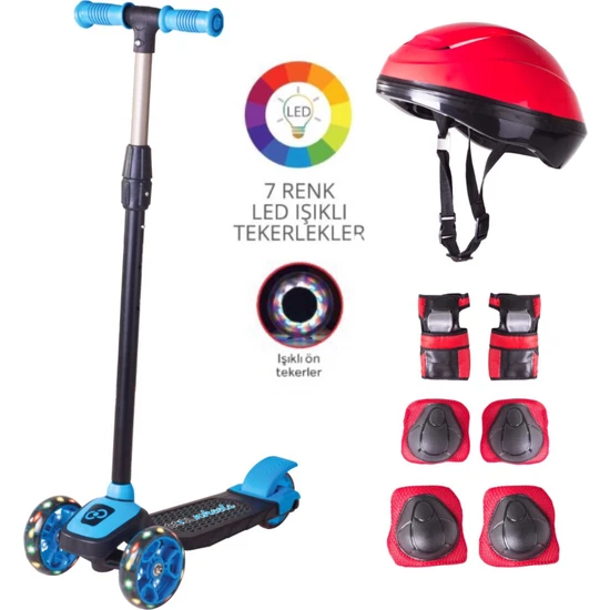 Cool Wheels LED Işıklı 3 Tekerlekli Twist Çocuk Scooter Full Set Mavi