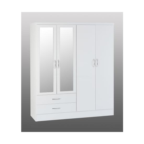 Chic Life Mira 4 Kapılı 2 Çekmeceli Aynalı Gardrop Beyaz Fiyatı