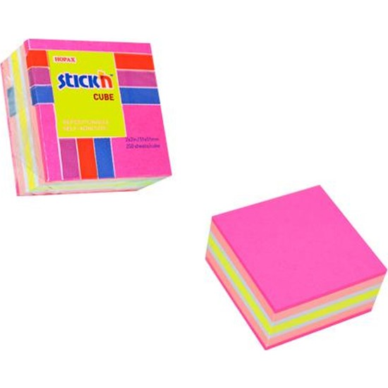 Stickn Küp Blok MIX-A4 Renk 250 Yaprak Not Kağıdı 4-2153300-5001 50 x 50 mm