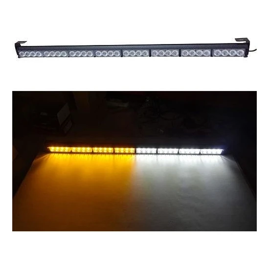 Kgn Tepe LED Bar Çakarlı Off Road 12-24V 112cm Sarı-Beyaz Metal Gövde