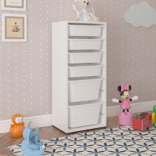 Pratico 2 Büyük 4 Küçük Beyaz Sepetli Oyuncak Dolabı Fiyatı