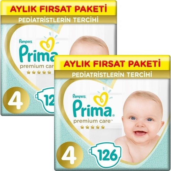 Prima Bebek Bezi Premium Care 4 Beden 126 Aylık Fırsat Paketi x 2