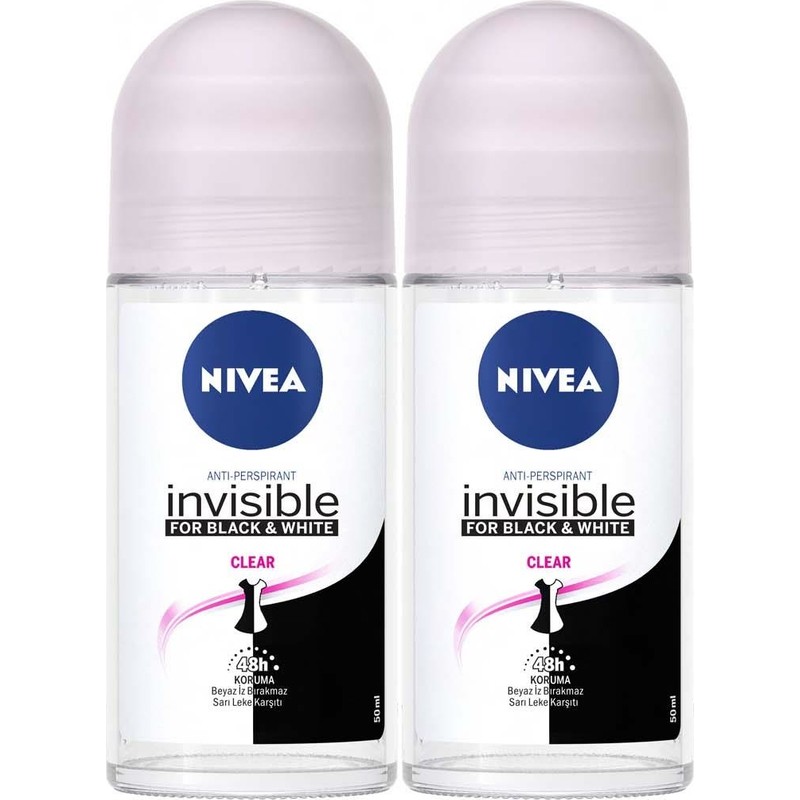 Nivea Invısıble Black & White Clear Roll On Deodorant 50 ml Kadın 48 Saat Koruma 2'li Avantaj Paketi