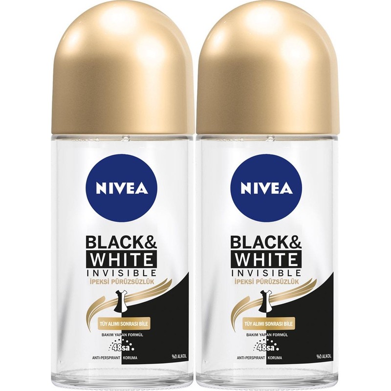 Nivea Black & White Ipeksi Pürüzsüzlük Roll On 50 ml X2
