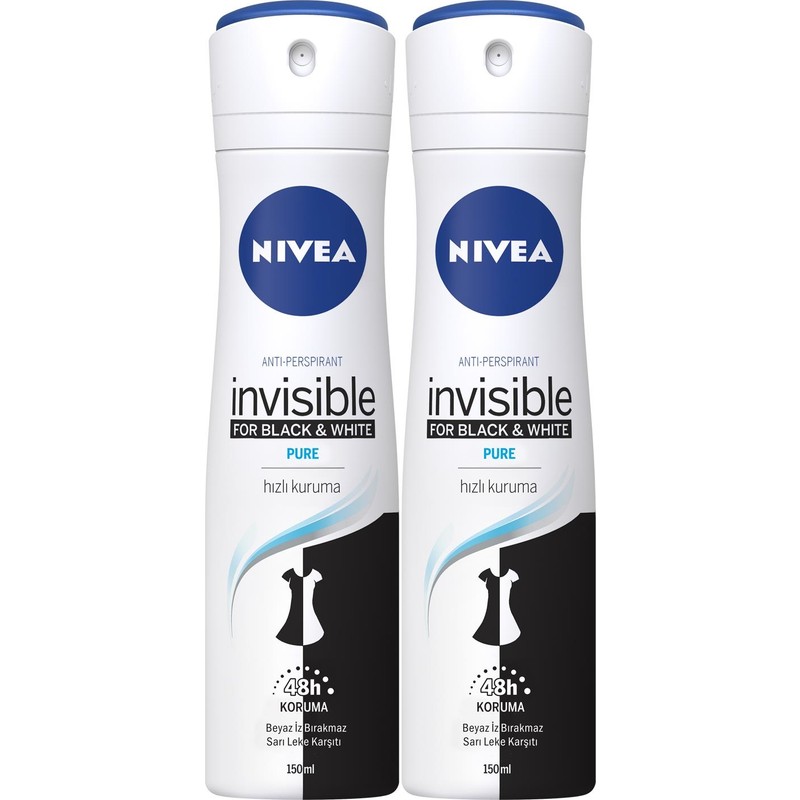Nivea Invısıble Black&white Pure Bayan Deosprey 150 ml 2'li Paket