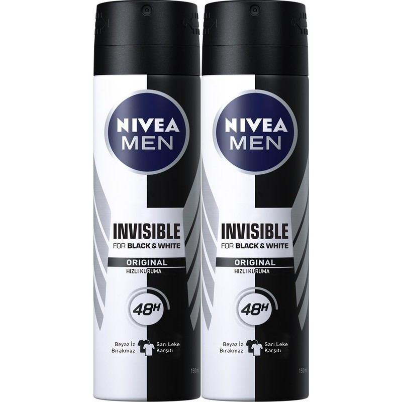 Nivea Invısıble Black & White Power Sprey Deodorant 150ml Erkek 2'li Avantaj Paketi
