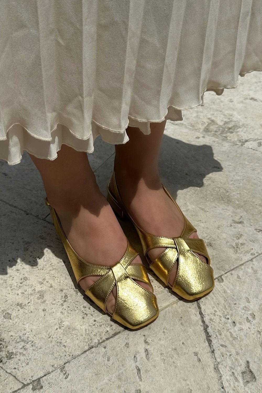 Laminta Goldie Turuncu Düz Casual Kadın Babet görsel 4