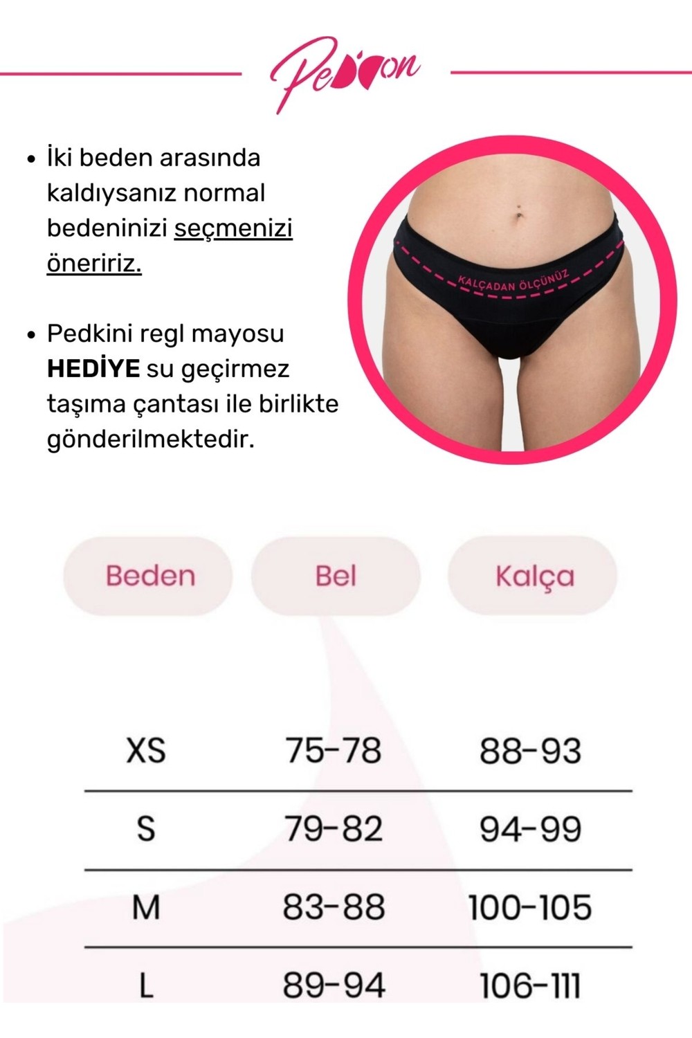 Peddon Regl Dönemine Özel Konforlu Pedkini Mayo Altı Eco Friendly Swimwear Süper Emici Yüksek Bel Bikini Altı Siyah Regl Mayosu görsel 5