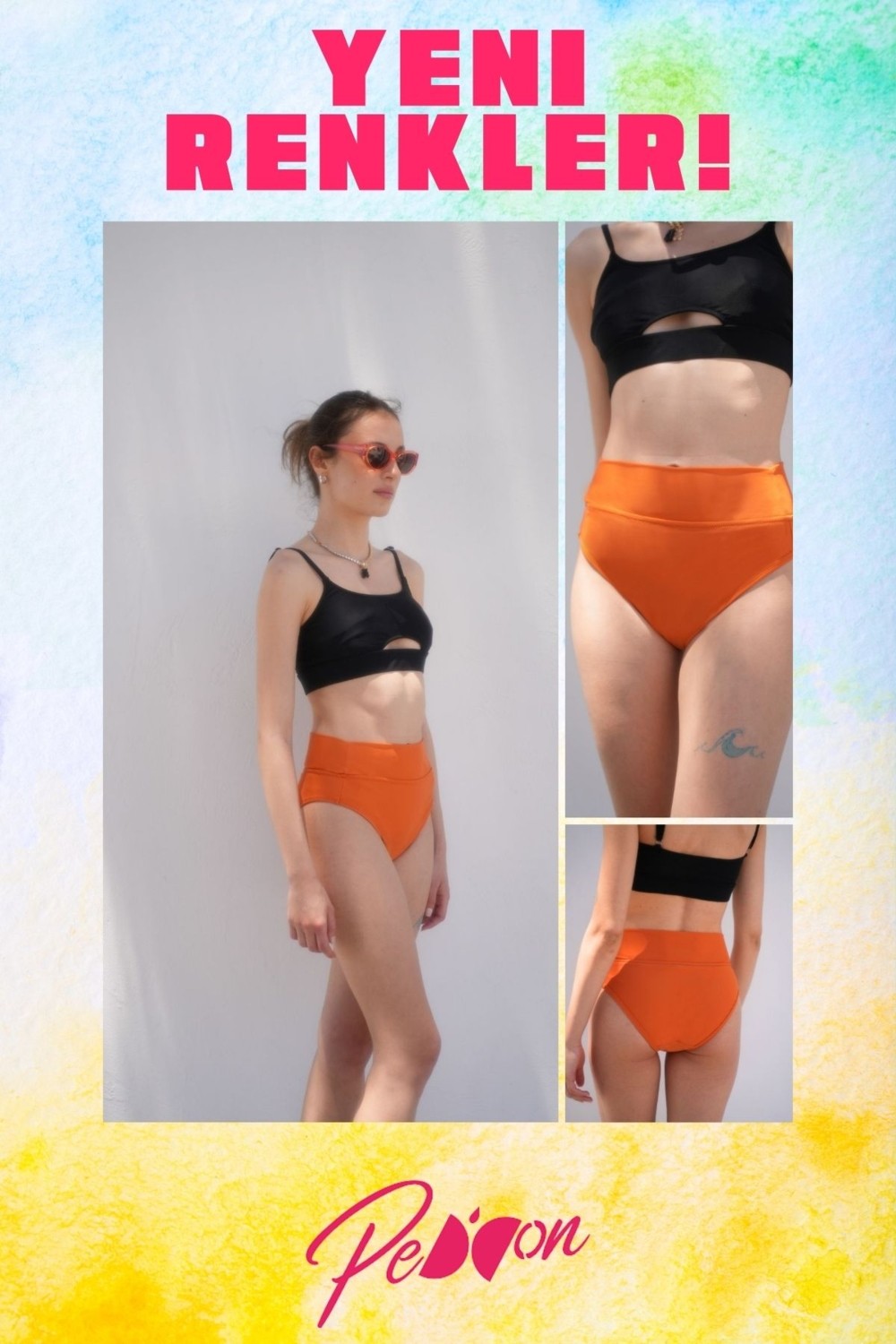 Peddon Regl Dönemine Özel Konforlu Pedkini Mayo Altı Eco Friendly Swimwear Süper Emici Yüksek Bel Bikini Altı Siyah Regl Mayosu görsel 6